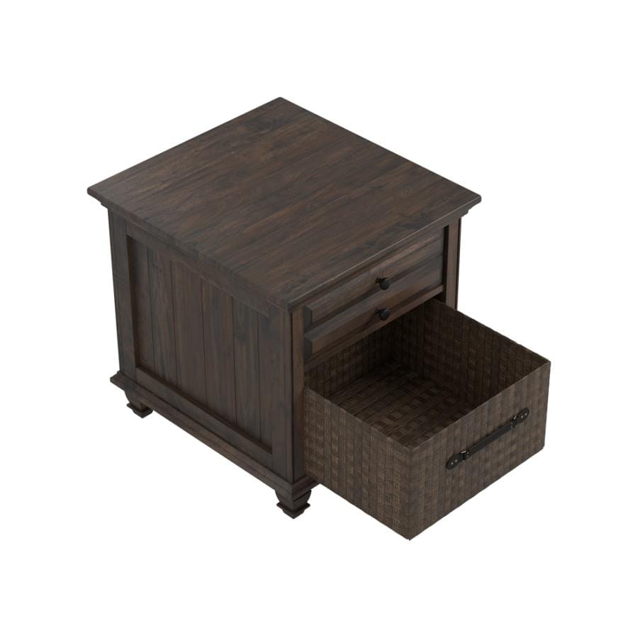 Storage End Table with 1-basket Weathered Burnish Brown