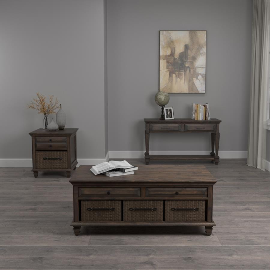 Storage Sofa Table with 2-drawer Weathered Burnish Brown