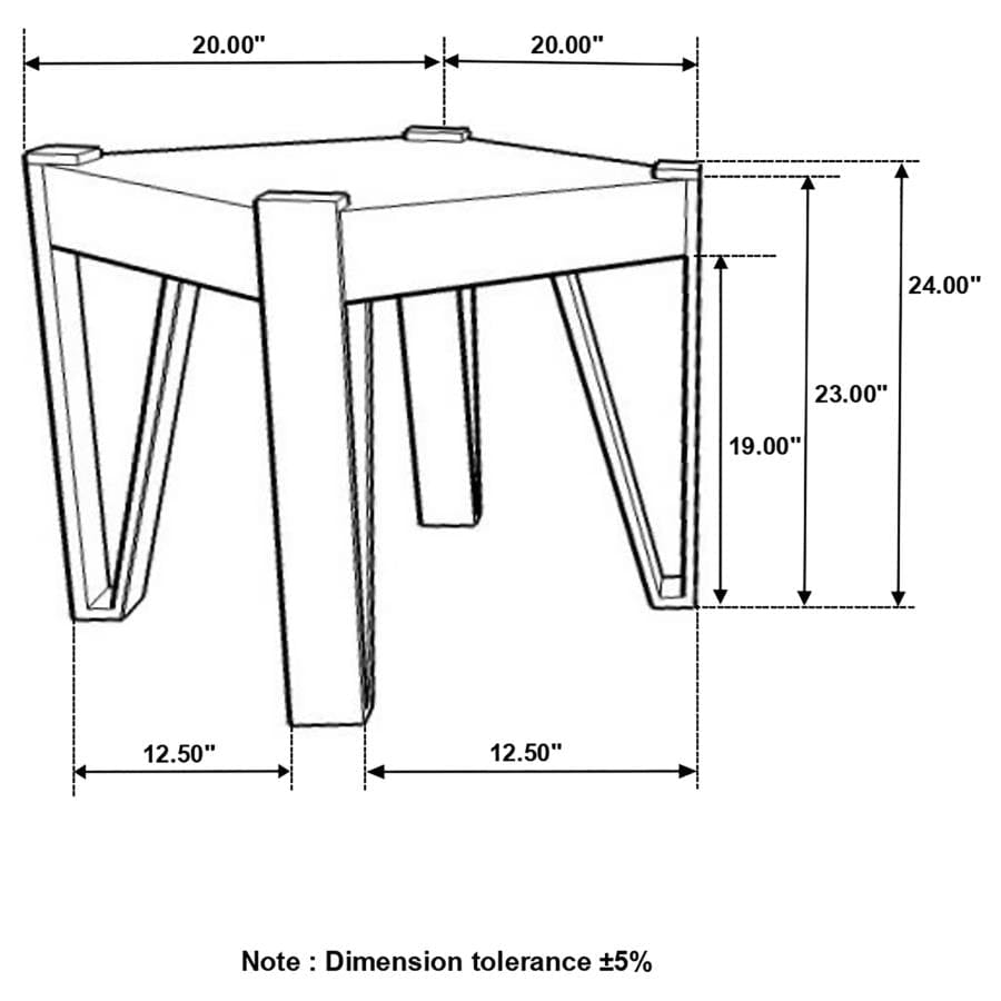 Winston Wooden Square Top End Table Natural and Matte Black