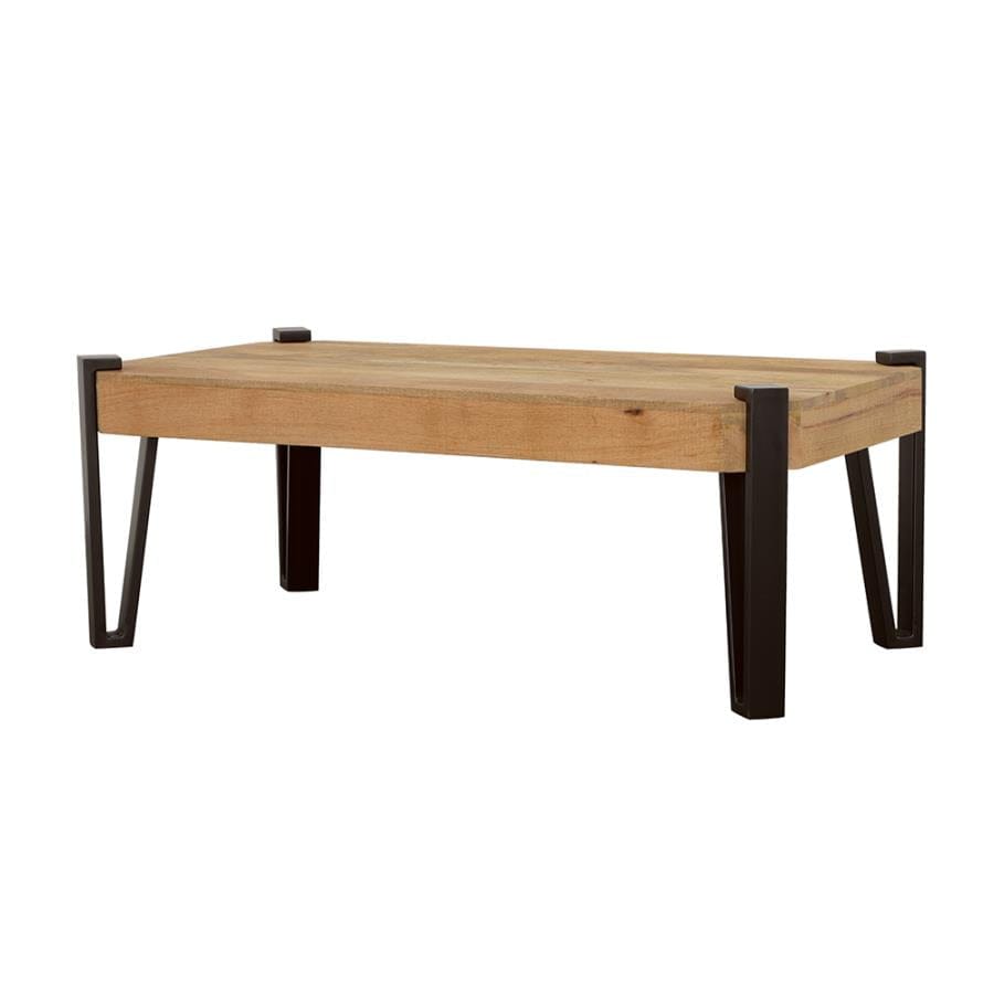 Winston Wooden Rectangular Top Coffee Table Natural and Matte Black