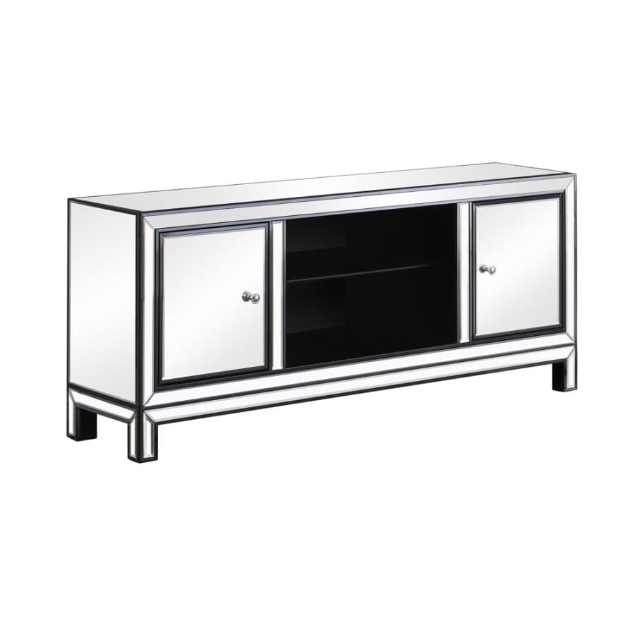 2-door TV Console Black Titanium and Silver