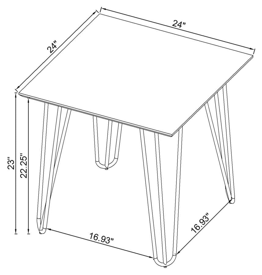 Harley Hairpin Leg Square End Table White and Chrome