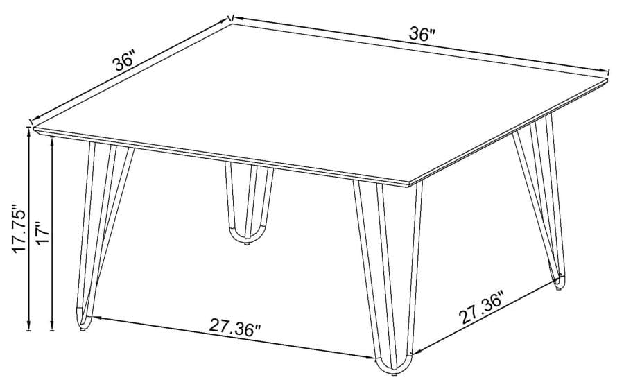 Harley Hairpin Leg Square Coffee Table White and Chrome