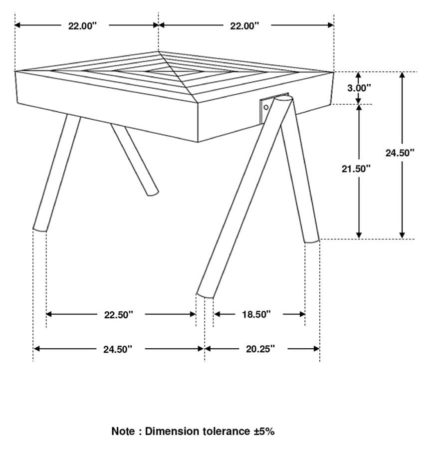 Avery Square End Table with Metal Legs Natural and Black