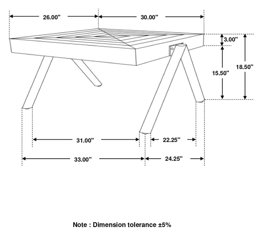 Avery Rectangular Coffee Table with Metal Legs Natural and Black