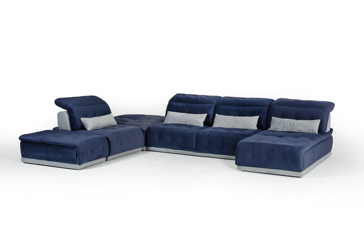 David Ferrari Daiquiri Italian Modern Blue & Grey Modular Sectional Sofa