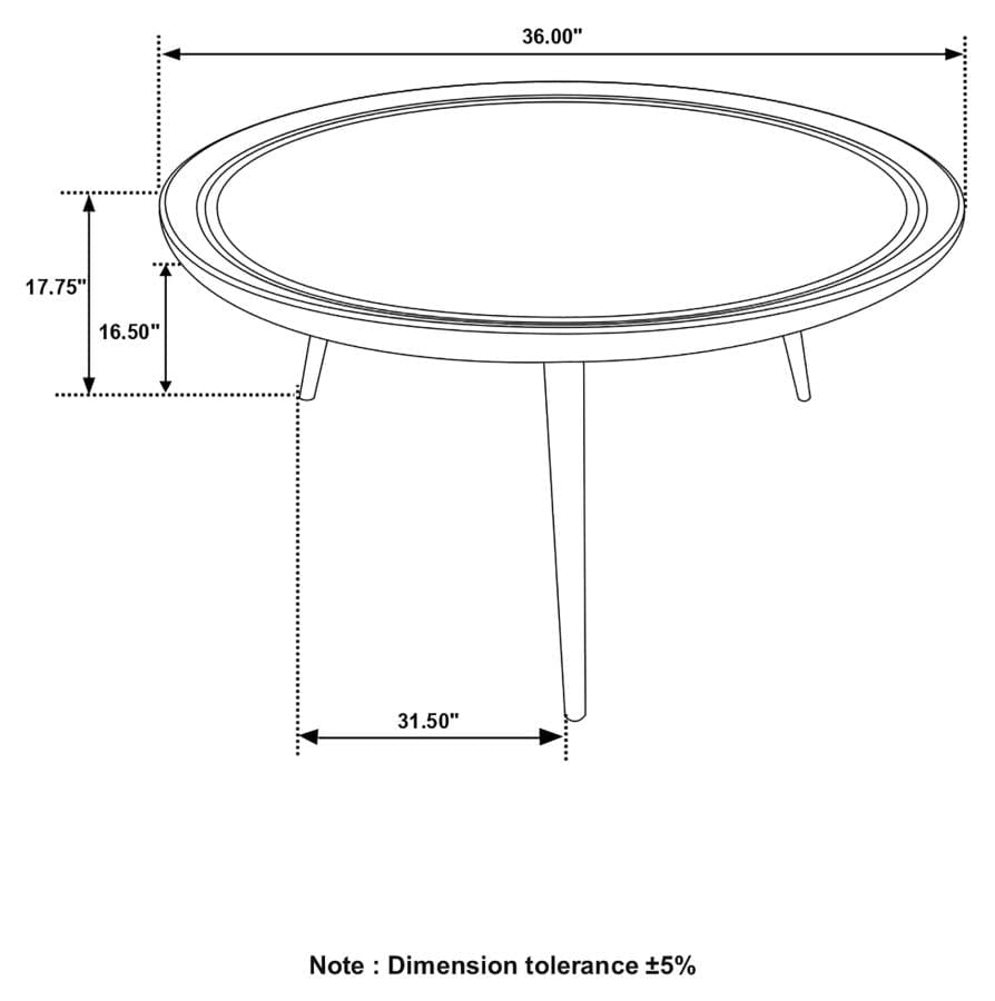 Zoe Round Coffee Table with Trio Legs Natural and Black