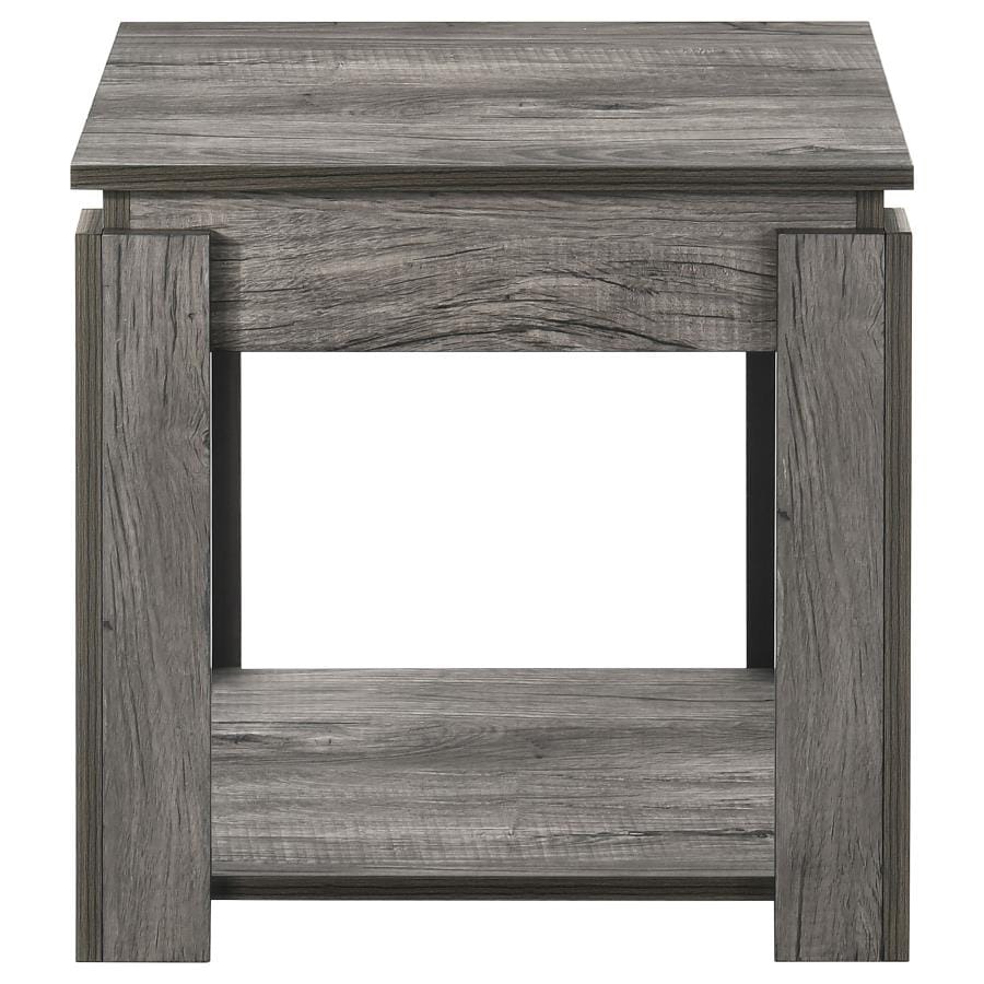 Donal 3-piece Occasional Set with Open Shelves Weathered Grey