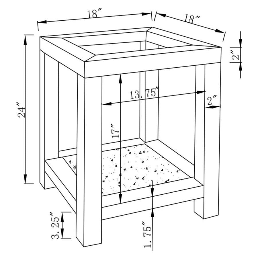 Valentina Square End Table with Glass Top Mirror