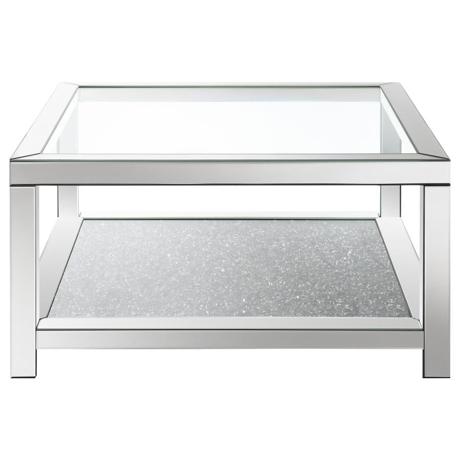 Valentina Rectangular Coffee Table with Glass Top Mirror