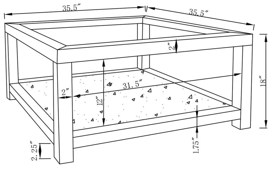 Valentina Rectangular Coffee Table with Glass Top Mirror