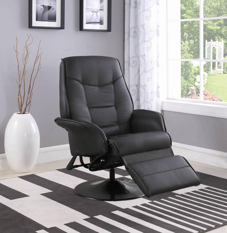 Swivel Recliner with Flared Arm Black