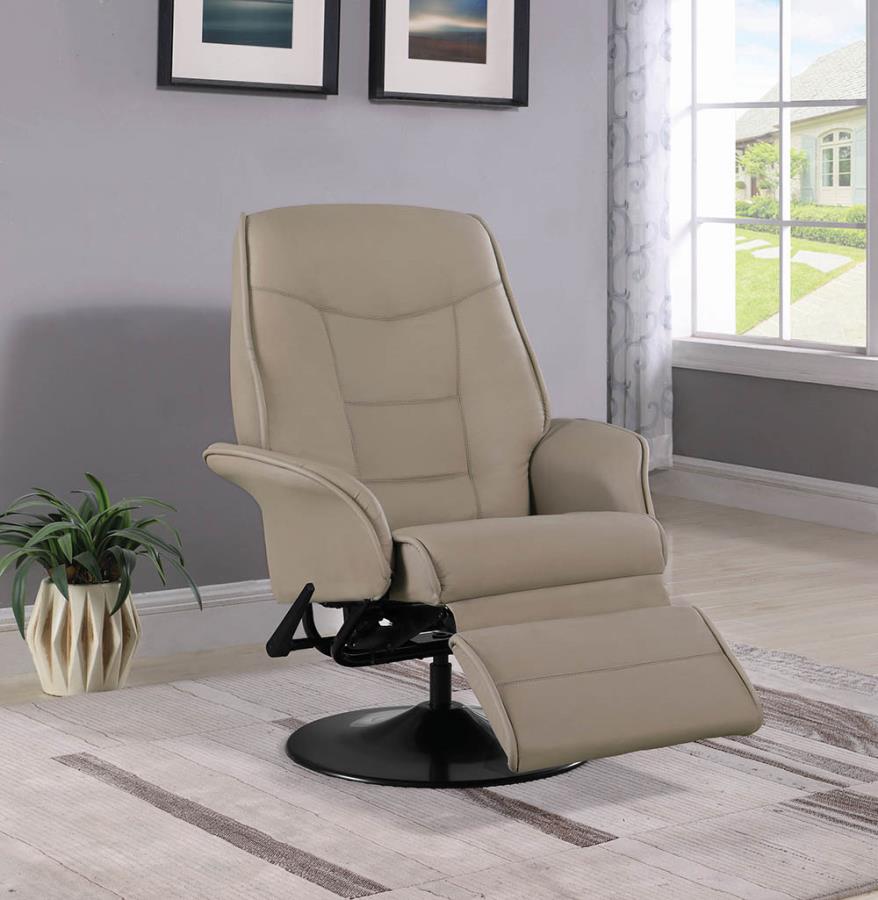 Swivel Recliner with Flared Arm Beige