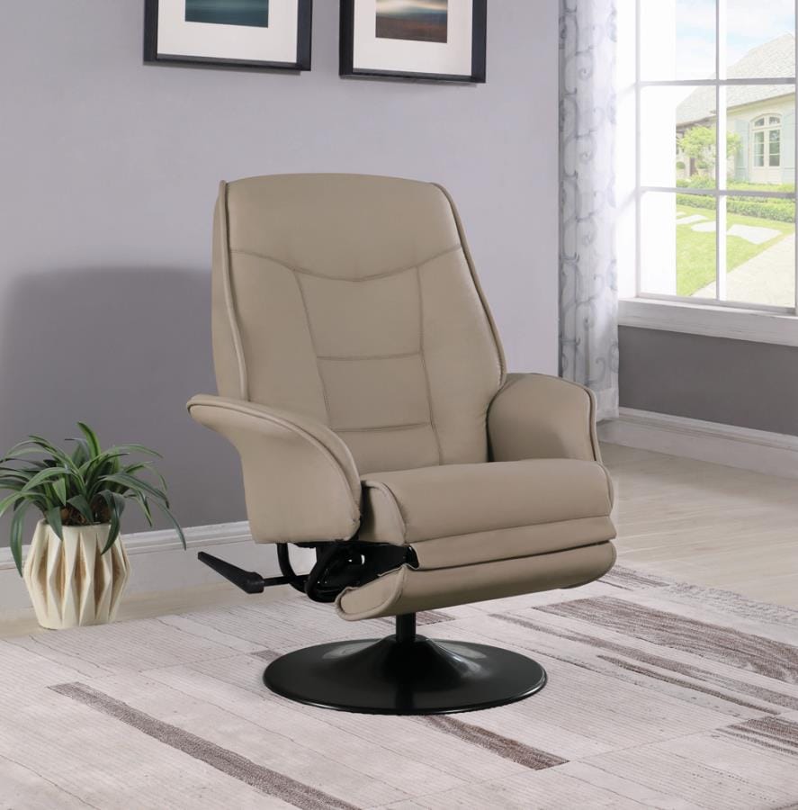 Swivel Recliner with Flared Arm Beige