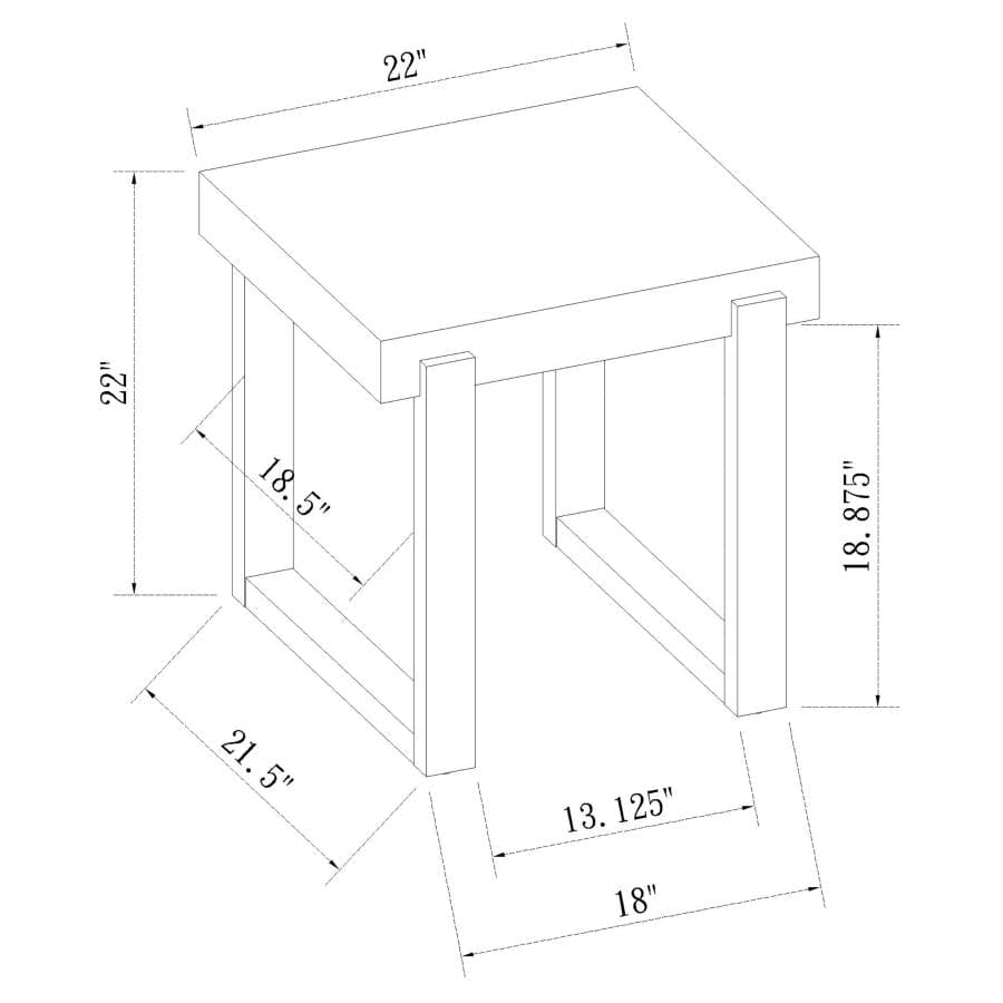 Pala Rectangular End Table with Sled Base White High Gloss and Natural