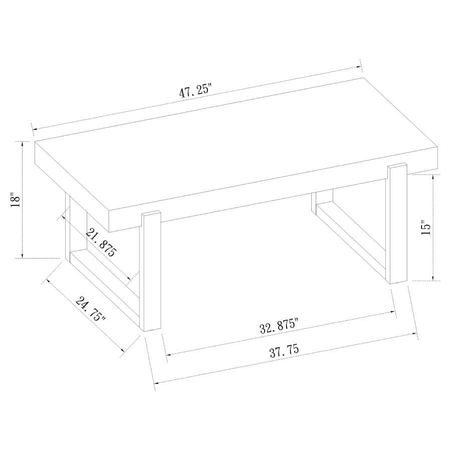 Pala Rectangular Coffee Table with Sled Base White High Gloss and Natural