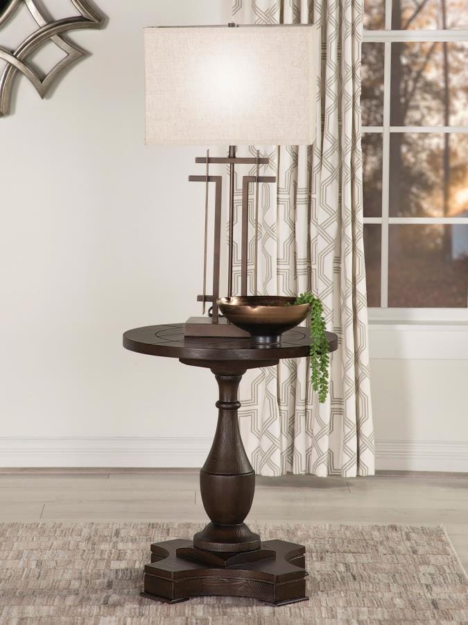 Morello Round End Table with Pedestal Base Coffee