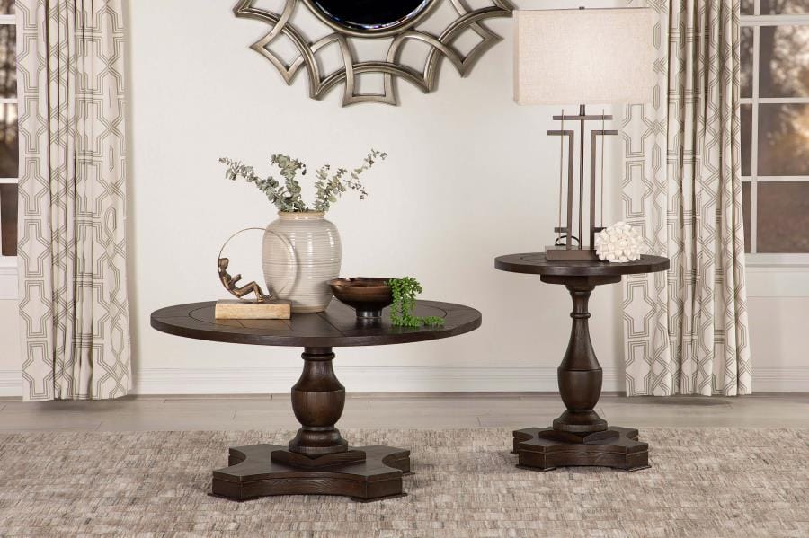 Morello Round End Table with Pedestal Base Coffee