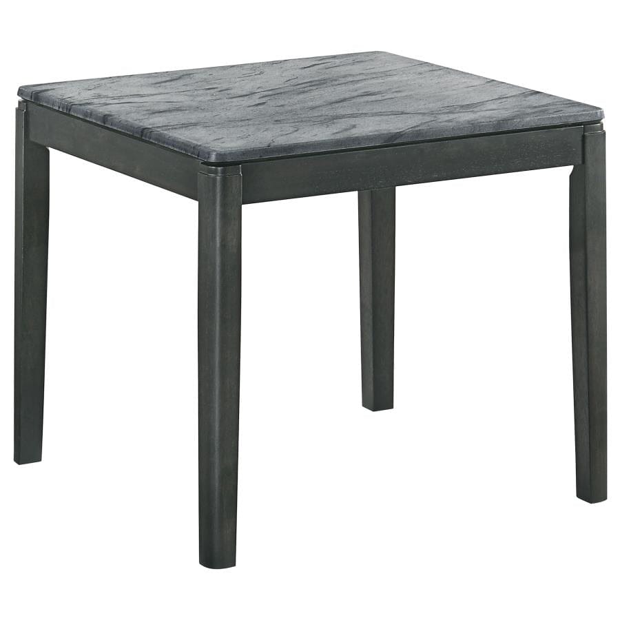 Square End Table Faux Grey Marble and Black