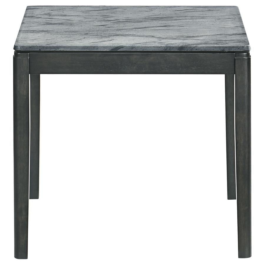 Square End Table Faux Grey Marble and Black