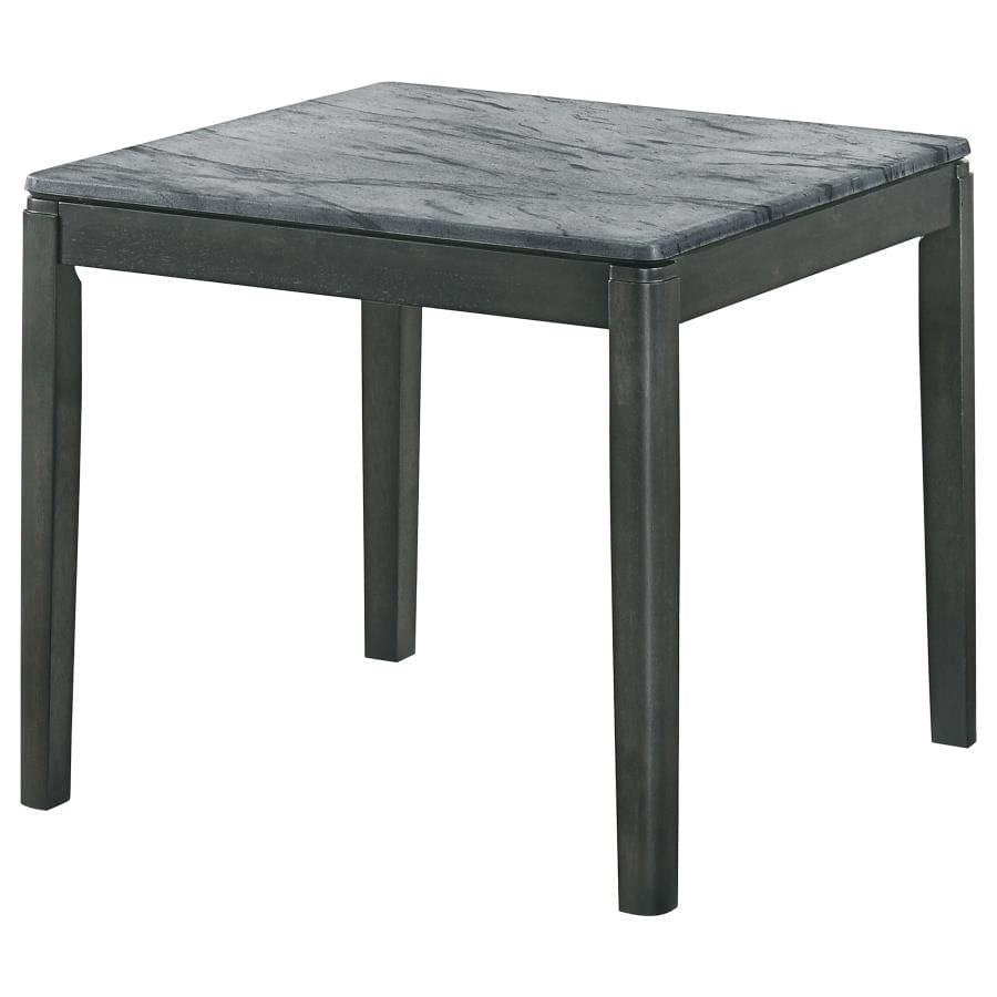 Square End Table Faux Grey Marble and Black