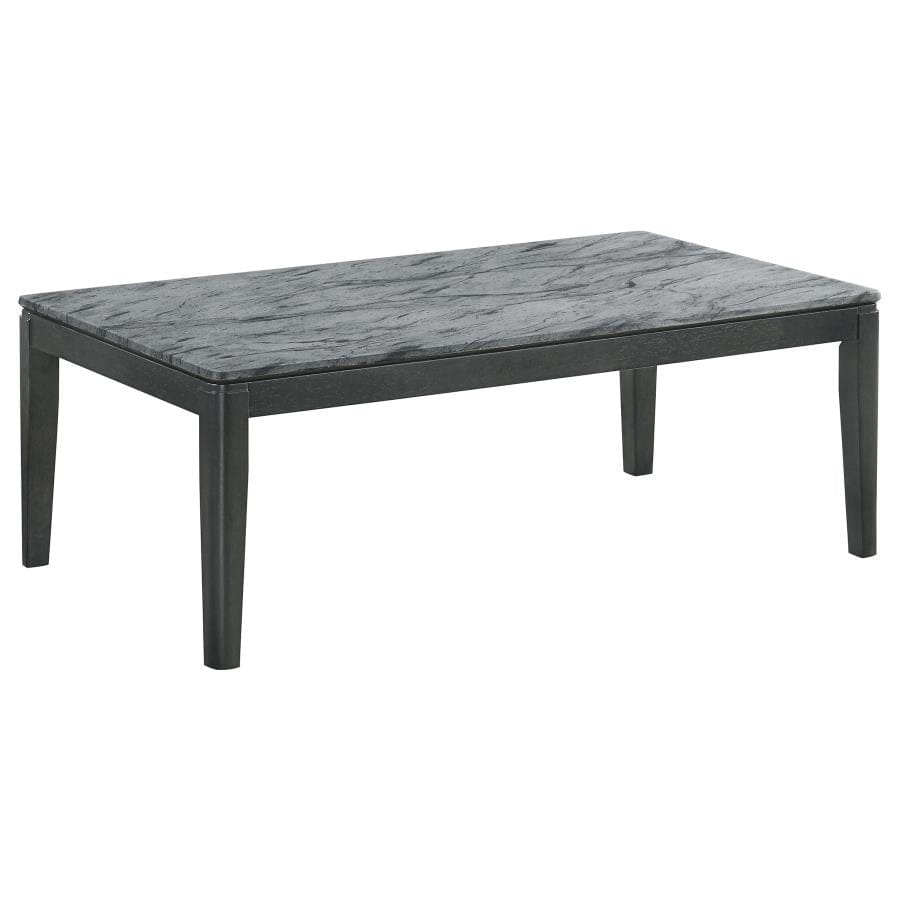 Rectangular Coffee Table Faux Grey Marble and Black