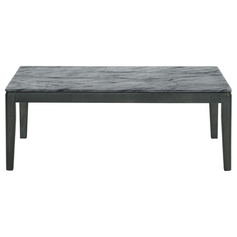 Rectangular Coffee Table Faux Grey Marble and Black