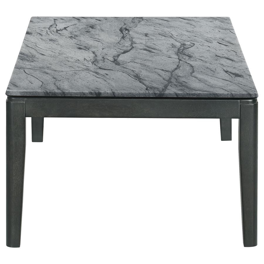 Rectangular Coffee Table Faux Grey Marble and Black