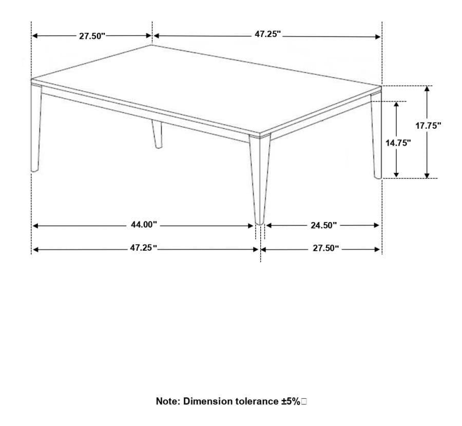 Rectangular Coffee Table Faux Grey Marble and Black