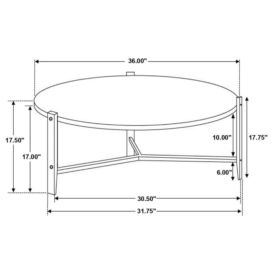 Tandi Round Coffee Table Faux White Marble and Black