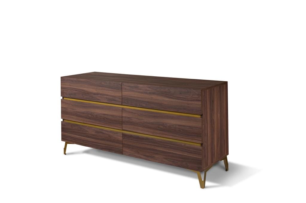 Nova Domus Calabria Modern Walnut & Green Velvet Bedroom Set