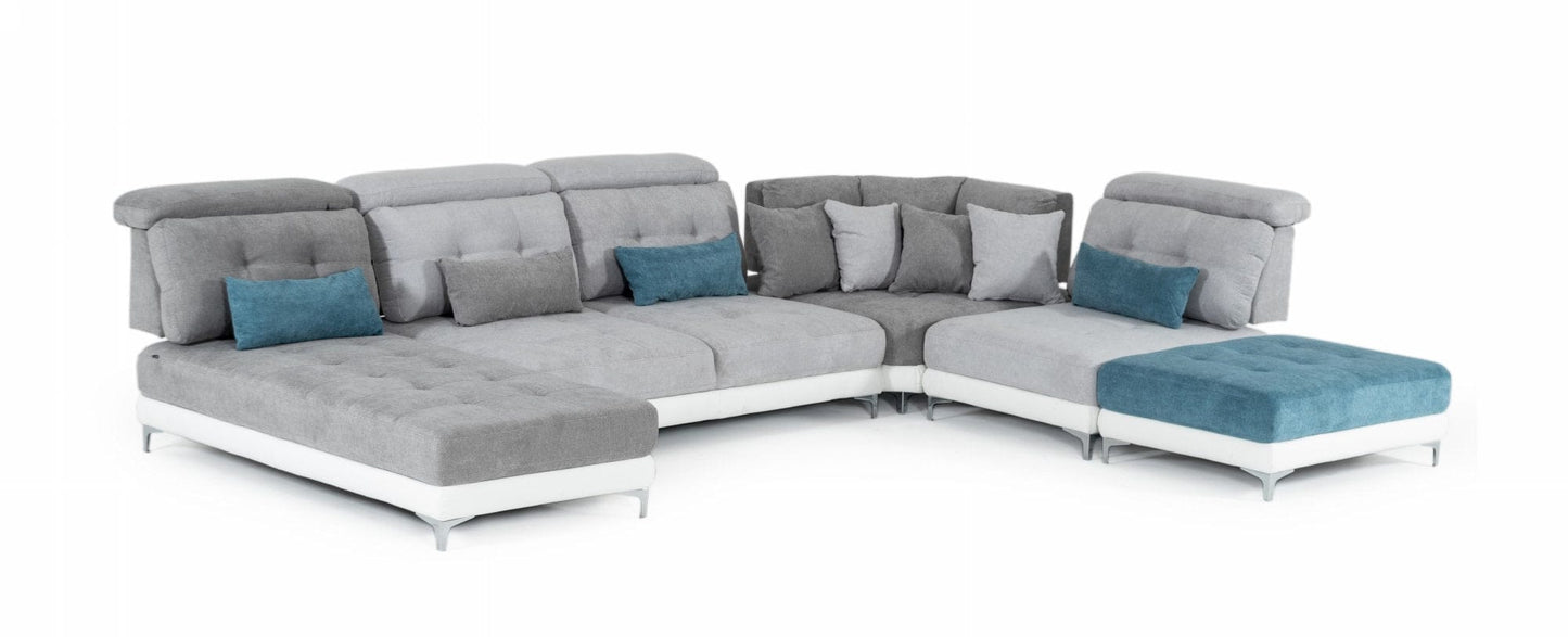 David Ferrari Jive - Italian Modern Medium Grey Fabric U Shaped Configurable Sectional Sofa