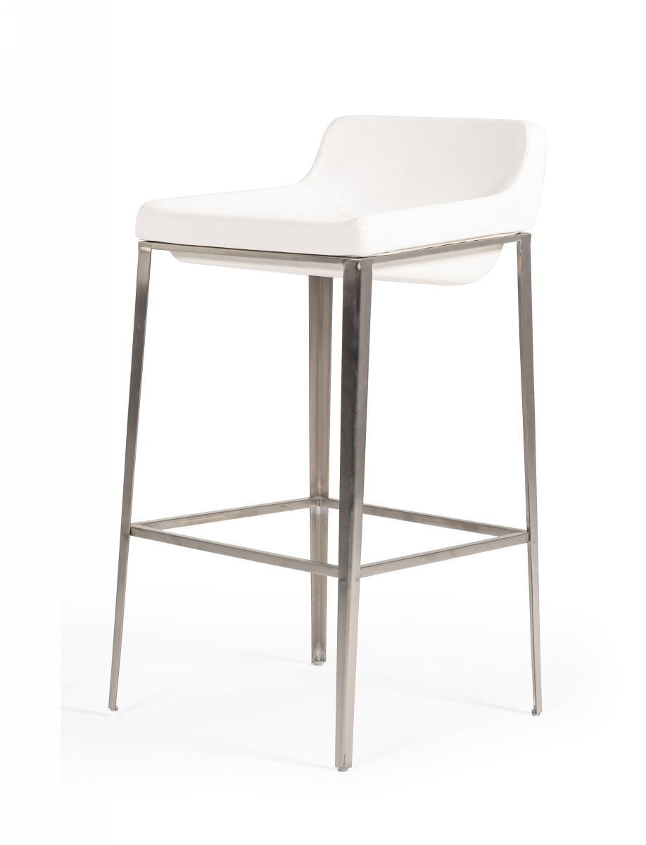 Modrest Adhil - Modern White Leatherette Bar Stool