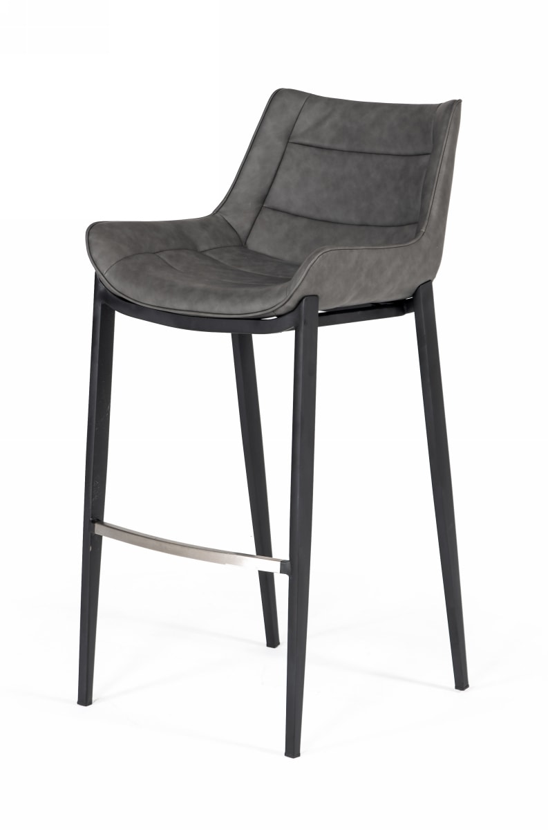 Modrest Robert - Modern Grey Eco-Leather Bar Stool (Set of 2)