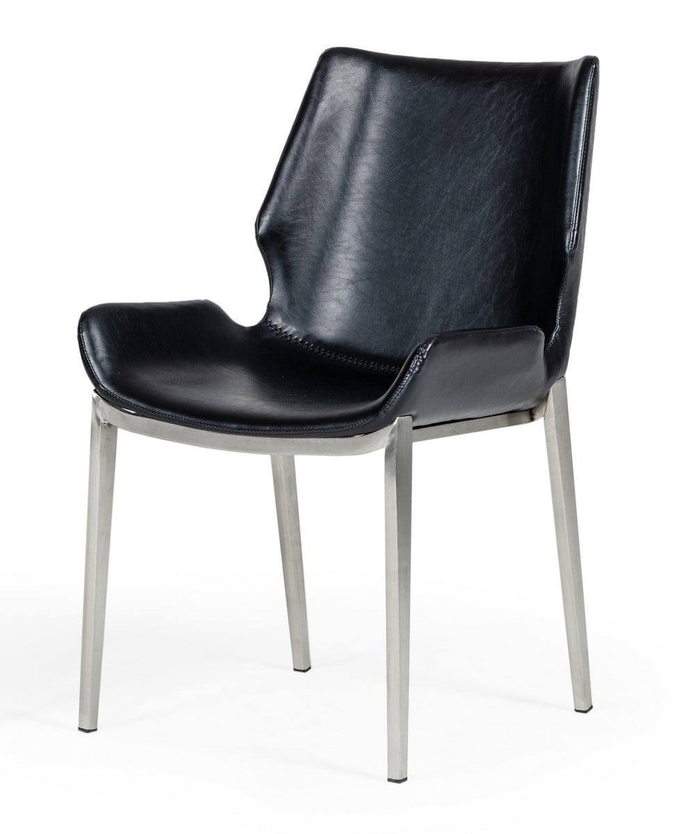 Modrest Tina - Modern Black Eco-Leather Dining Chair (Set of 2)