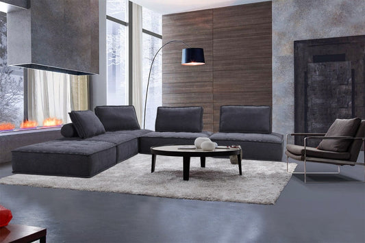 Divani Casa Nolden - Modern Black Fabric Modular Sectional Sofa