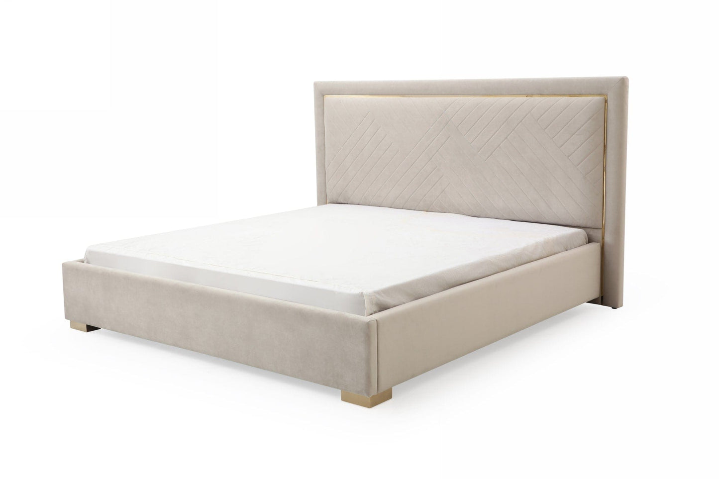 Modrest Corrico - Off White Velvet Modern Bed