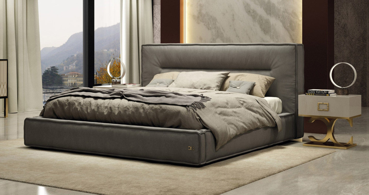 Coronelli Collezioni Hollywood - Eastern King Italian Contemporary Grey Leather Bed