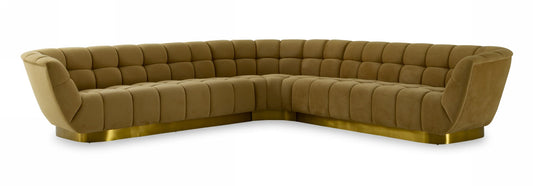 Divani Casa Granby - Glam Mustard + Gold Fabric Sectional Sofa