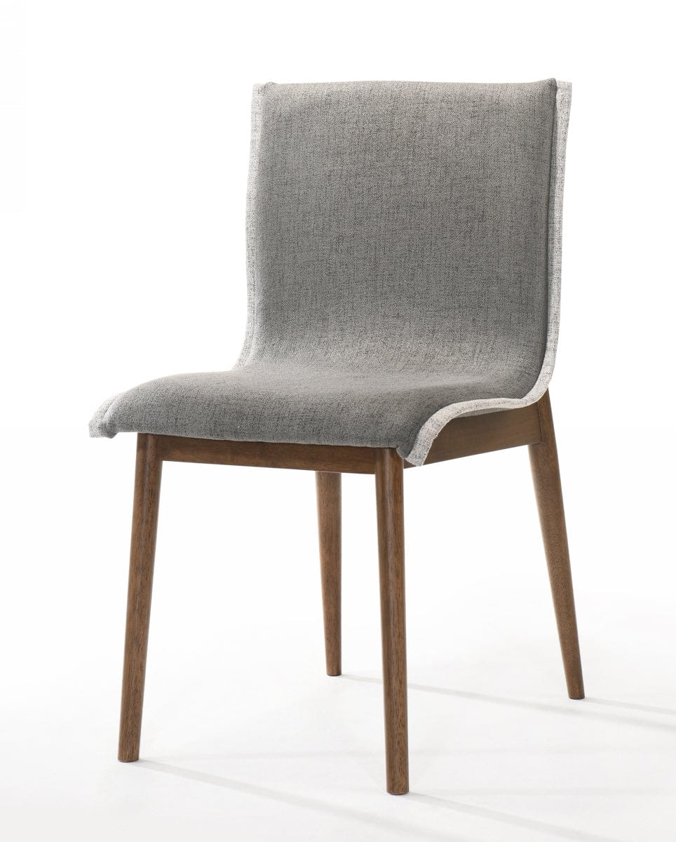 Modrest Ackley - Modern Walnut and Grey Fabric Dining Chair- Set of 2