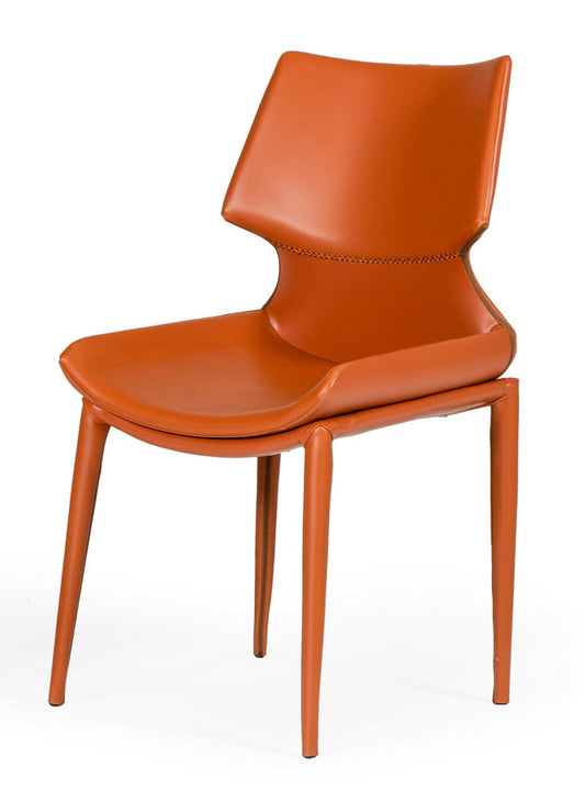 Modrest Helwig - Contemporary Cognac Eco-Leather Dining Chair  (Set of 2)
