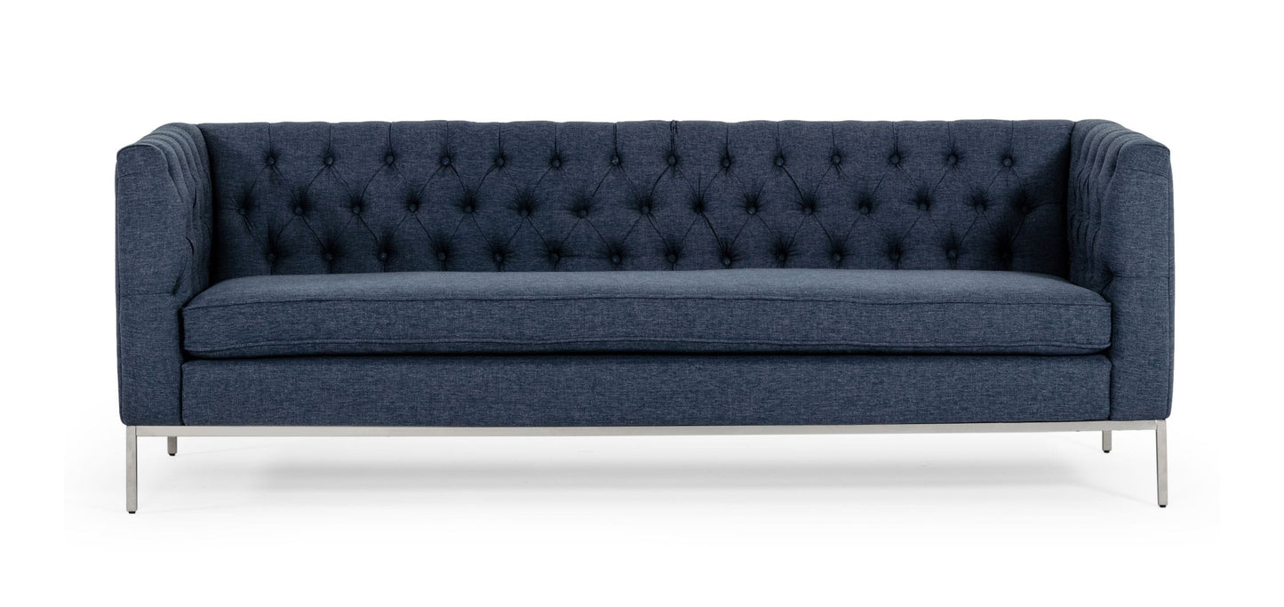 Divani Casa Garcia - Dark Blue Fabric Sofa