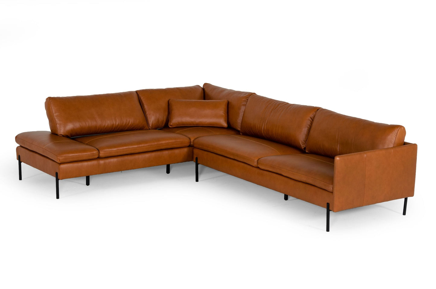 Divani Casa Sherry - Modern Cognac Leather Left Facing Sectional Sofa