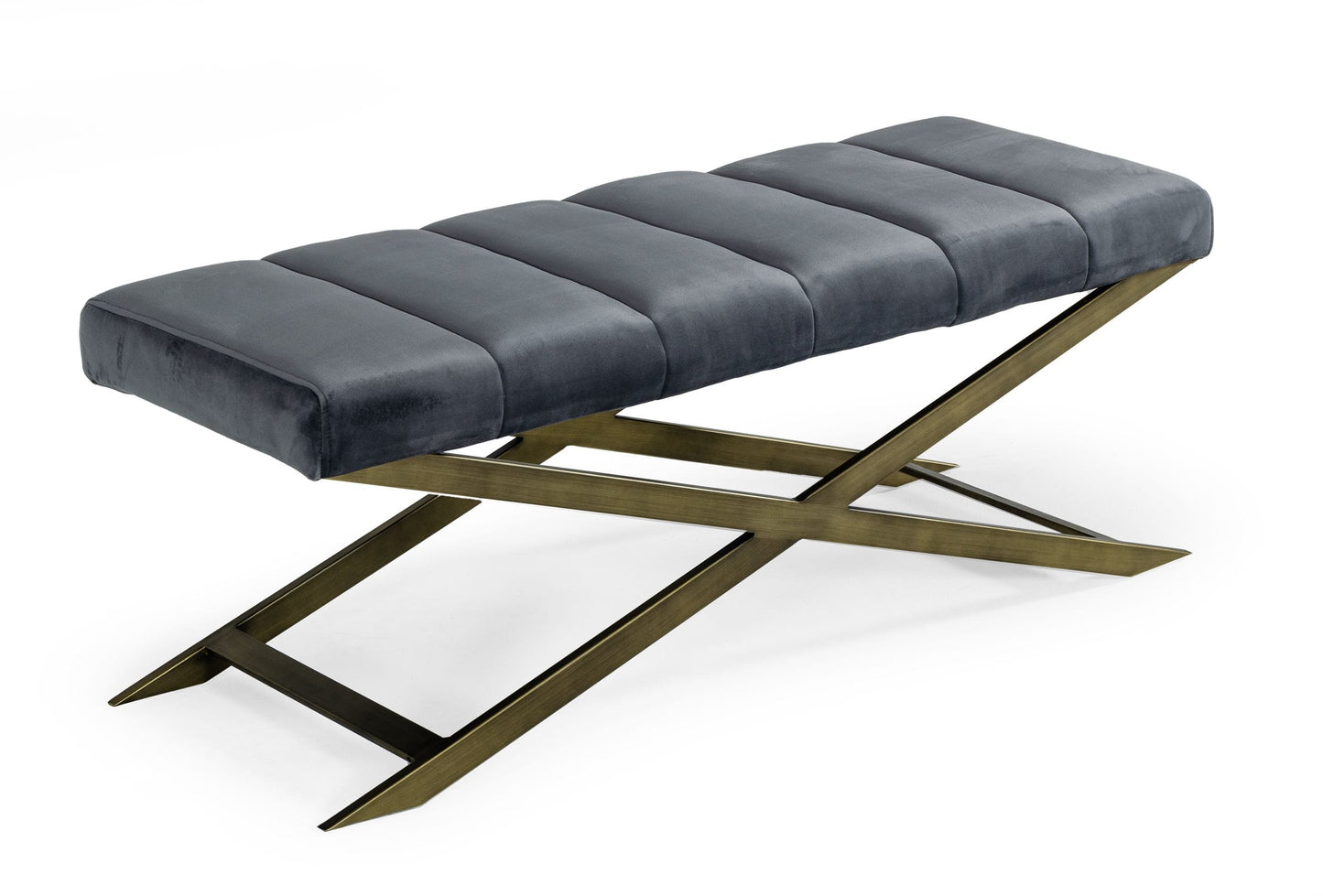 Modrest Xane - Contemporary Dark Grey & Antique Brass Bench