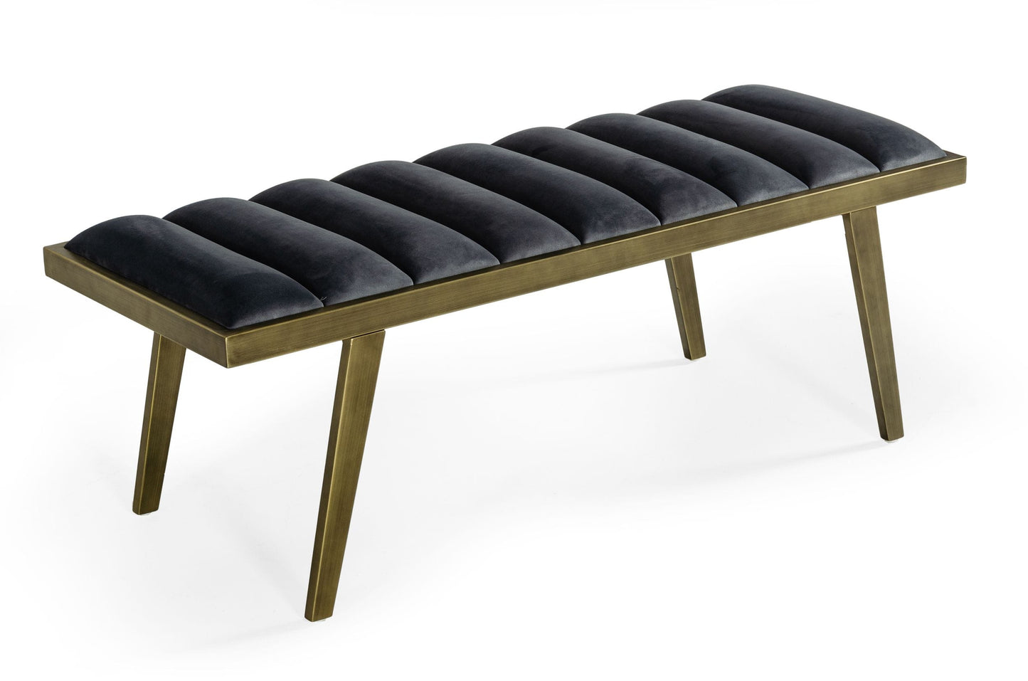 Modrest Navi - Contemporary Grey Velvet & Antique Brass Bench