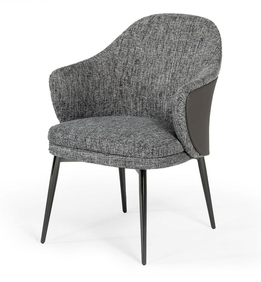 Modrest Cora - Modern Grey Fabric & Leatherette Dining Chair