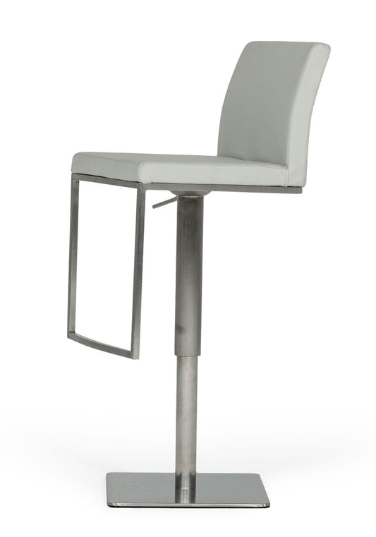 Modrest Folsum - Modern Light Grey & Brushed Stainless Steel Bar Stool