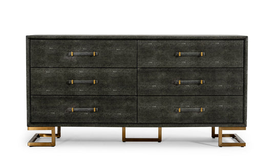 Modrest Howard - Modern Shagreen Grey Leatherette & Gold Dresser