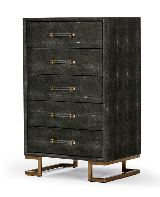 Modrest Howard - Modern Shagreen Grey Leatherette & Gold Chest