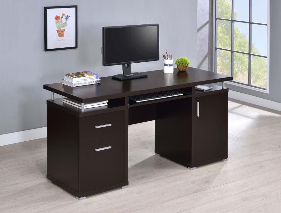 Tracy 2-drawer Computer Desk Cappuccino